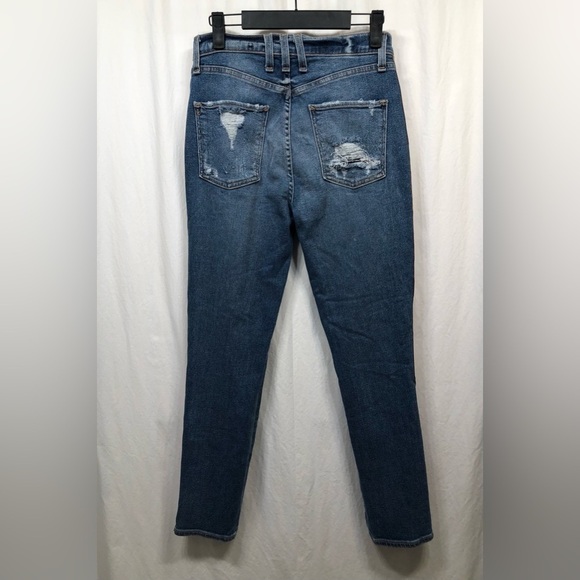 McGuire Damn Fine High Rise Side Striped Cropped Raw Hem Jeans 246D Size 27 - Picture 3 of 16